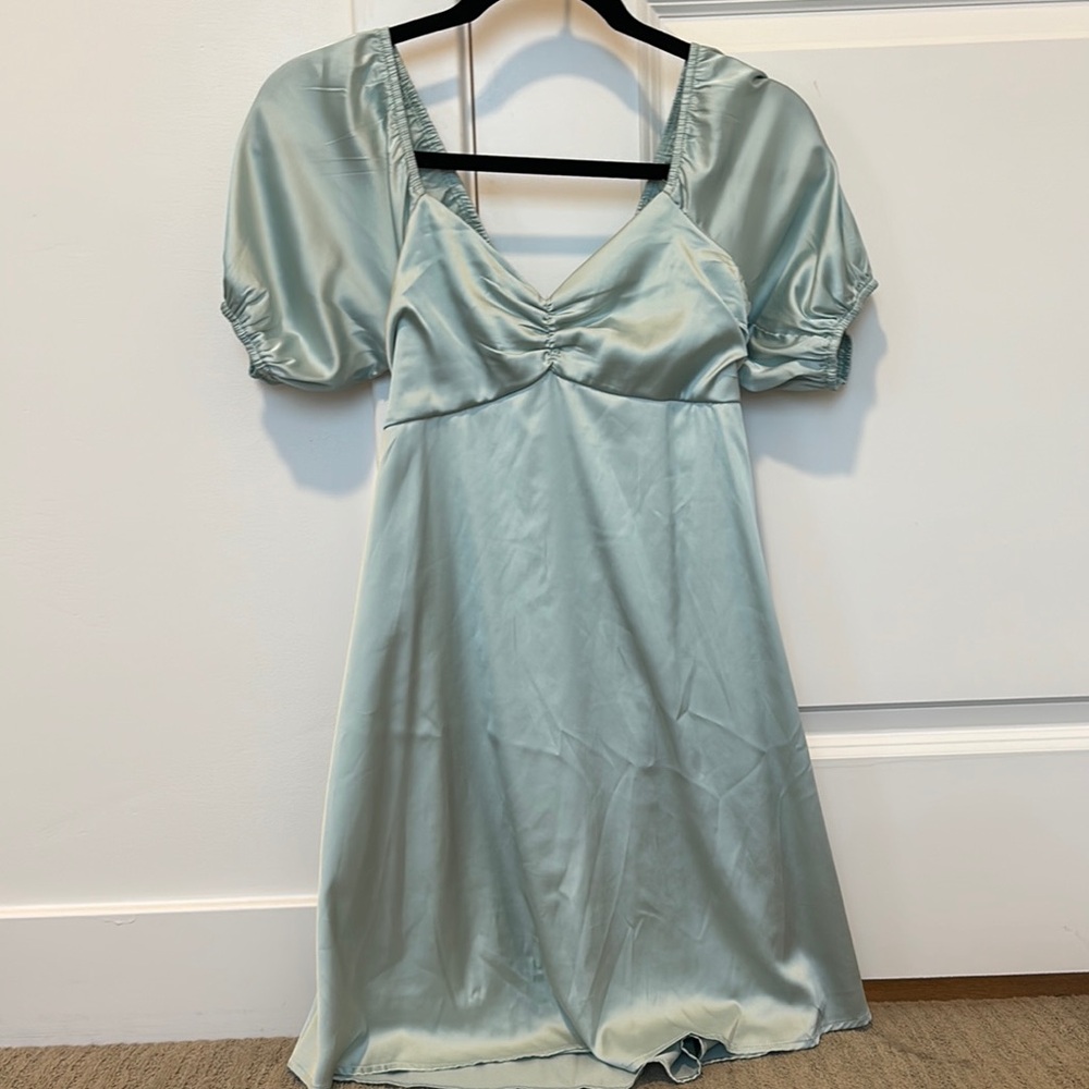 Satin Dress in Sage Green